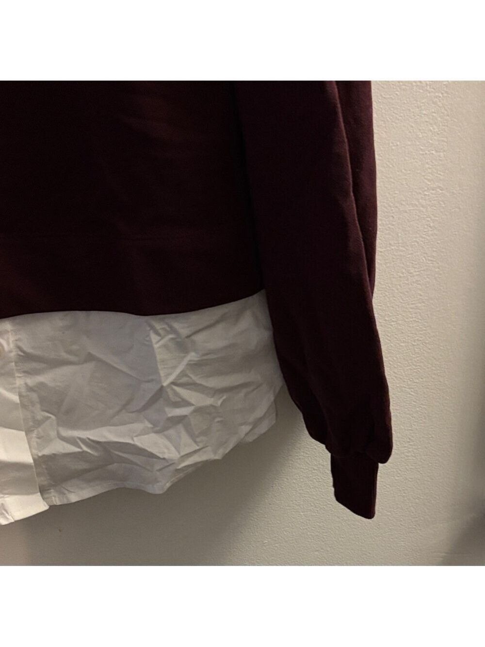 LOFT Burgundy and White faux Layered Sweatshirt - Picture 4 of 4